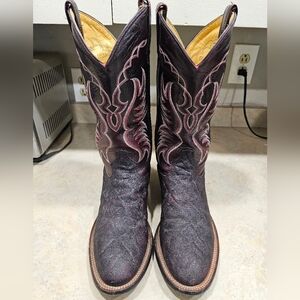 Mens 9.5 D Tony Lama Black Elephant Cowboy Boots